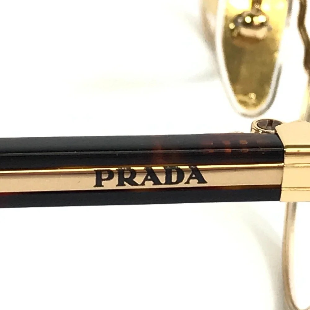 Prada Eyeglasses Frames VPRB53 5AK-1O1 Gold Tortoise Round Full Rim 49-20-145